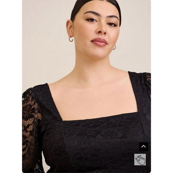 Torrid Lace Square Neck Long Sleeve Top (Sz 5) - Picture 2 of 7